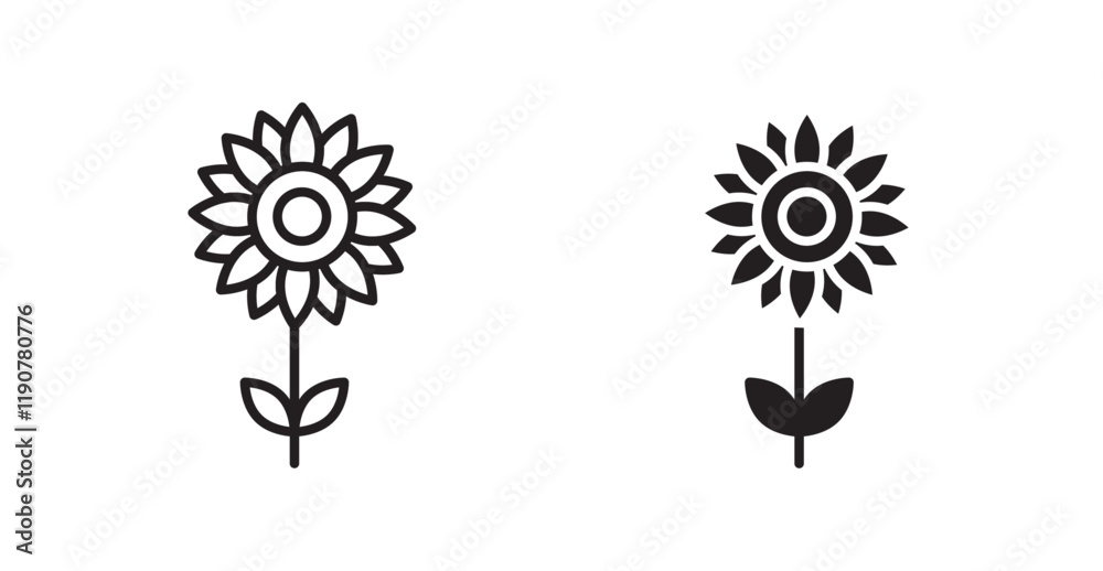 Sunflower vector web icons set Sunflower vector web icons set