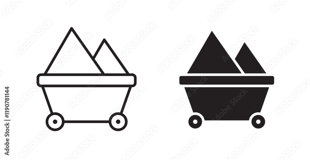 Trolley with coal vector web icons set Trolley with coal vector web icons set