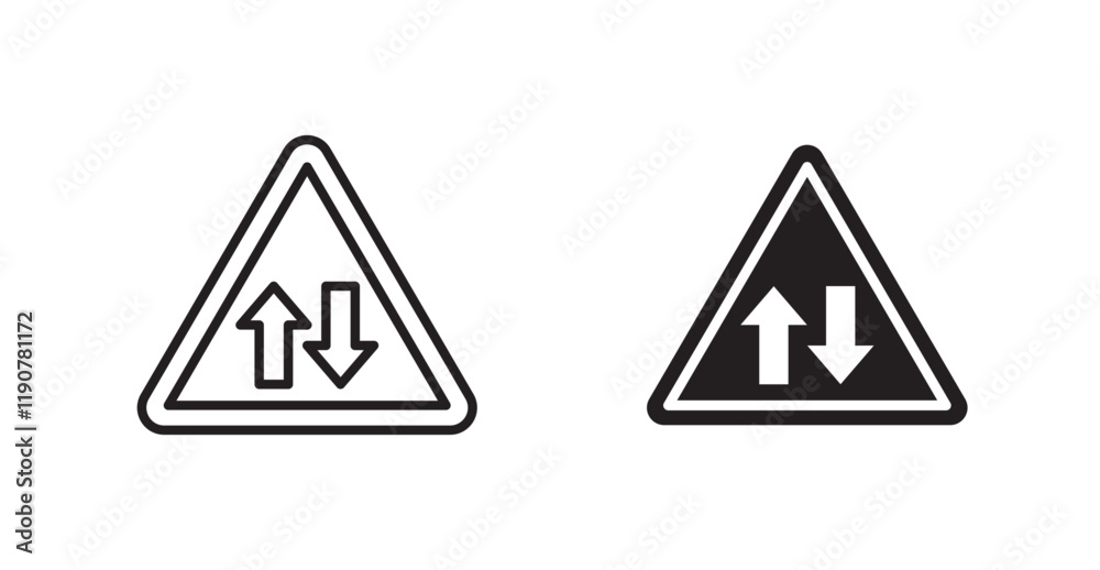 Two way traffic vectors web signs set Two way traffic vectors web signs set