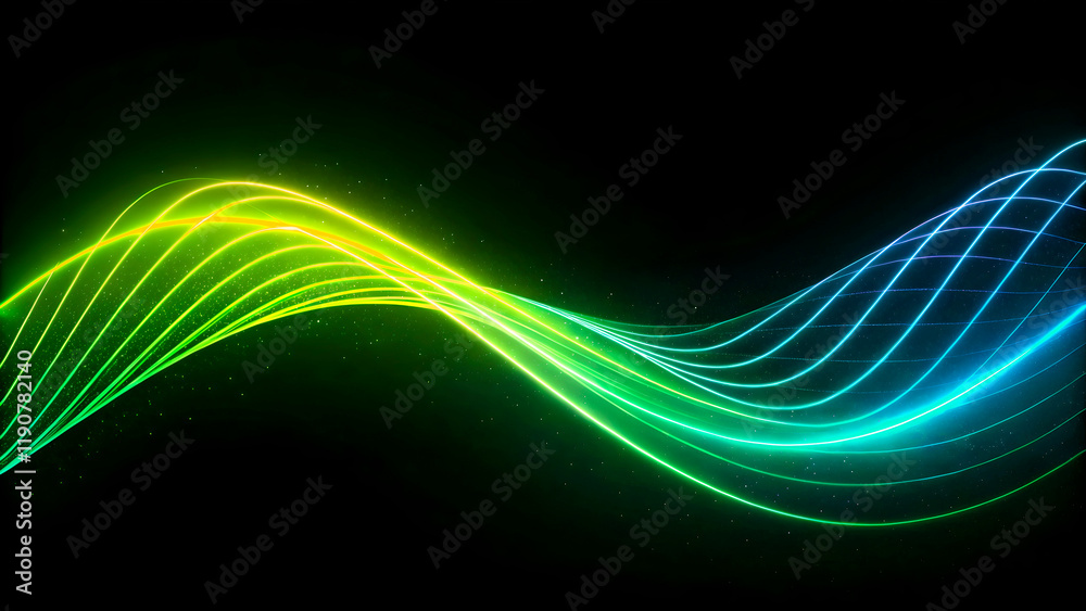 A dynamic wallpaper with abstract neon lines and a glowing gradient pattern in bright colors. The smooth flow of motion and the dark backdrop evoke a sense of modernity and technology.
