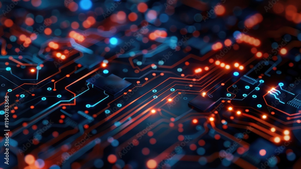 Fototapeta premium Futuristic Circuit Board Technology Close-Up