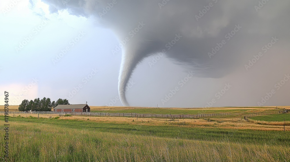 Tornado tearing through a rural field Tornado tearing through a rural field
