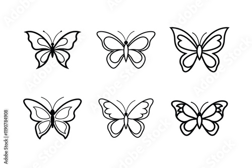 set of vector butterflies