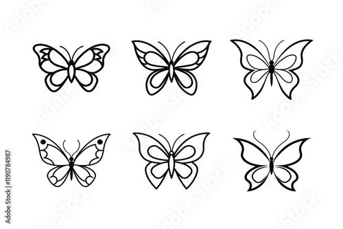 set of vector butterflies