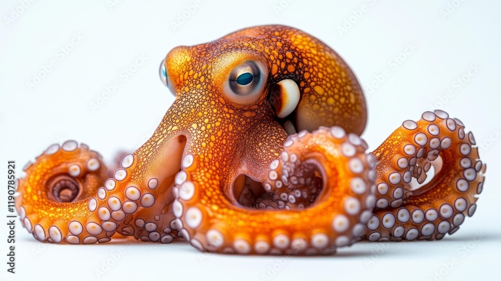 Obraz premium Captivating Orange Octopus on White Background. Generative AI