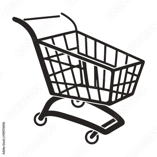 Simple Black and White Shopping Cart Icon