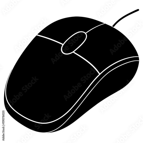 mouse business man drawing diagram silhouette on white