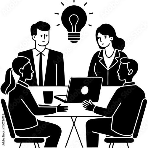Diverse Remote Team Ideas Discussion Online Meeting Silhouette laptop 