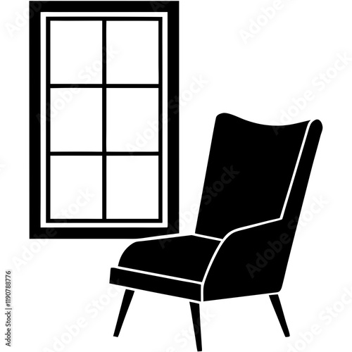 Cozy Reading Nook by Expansive Window Silhouette view calm chair peace