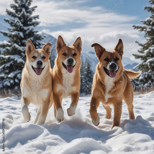 Dogs in the snow