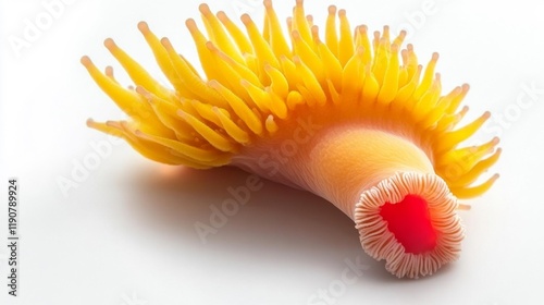 Bright yellow nudibranch with vivid details. Generative AI photo