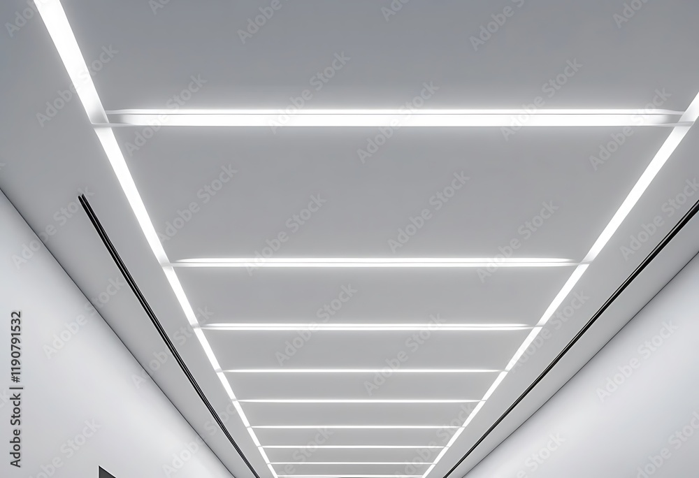 Obraz premium Modern Architectural Ceiling Design With Linear Lighting