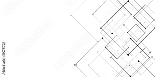 Abstract sketch of a building with lines, Abstract background. Vector abstract futuristic architecture concept with digital geometric connection lines. vector. technology communication data Science. 