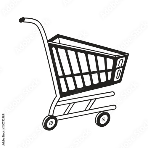 Simple Black and White Shopping Cart Icon