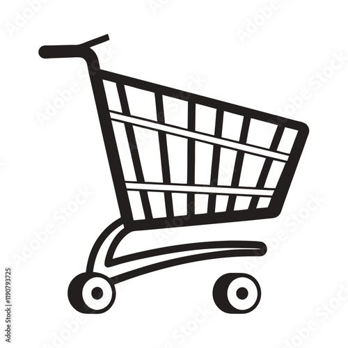 Simple Black and White Shopping Cart Icon