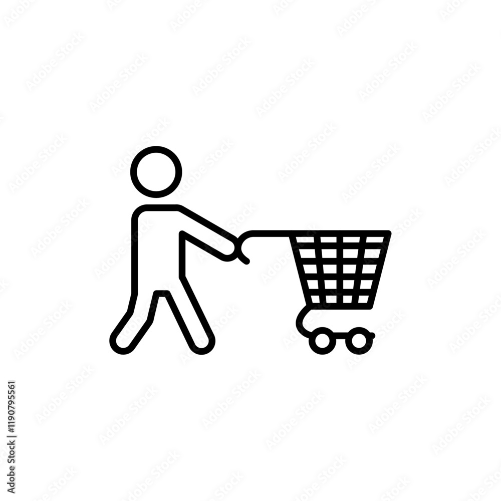Buyer, shopper icon vector outline logo sign Buyer, shopper icon vector outline logo sign