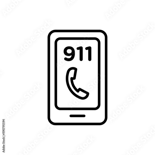 Call 911 phone number icon vector outline logo sign