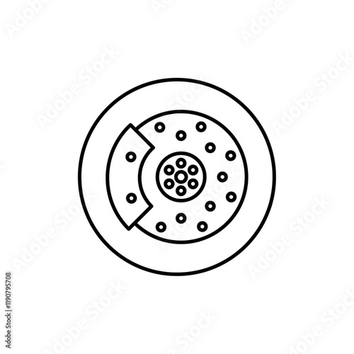 Car brake disk with caliper icon vector outline logo sign