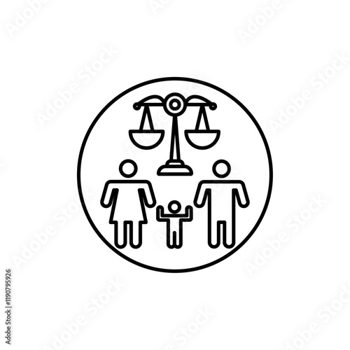 Child custody icon vector outline logo sign