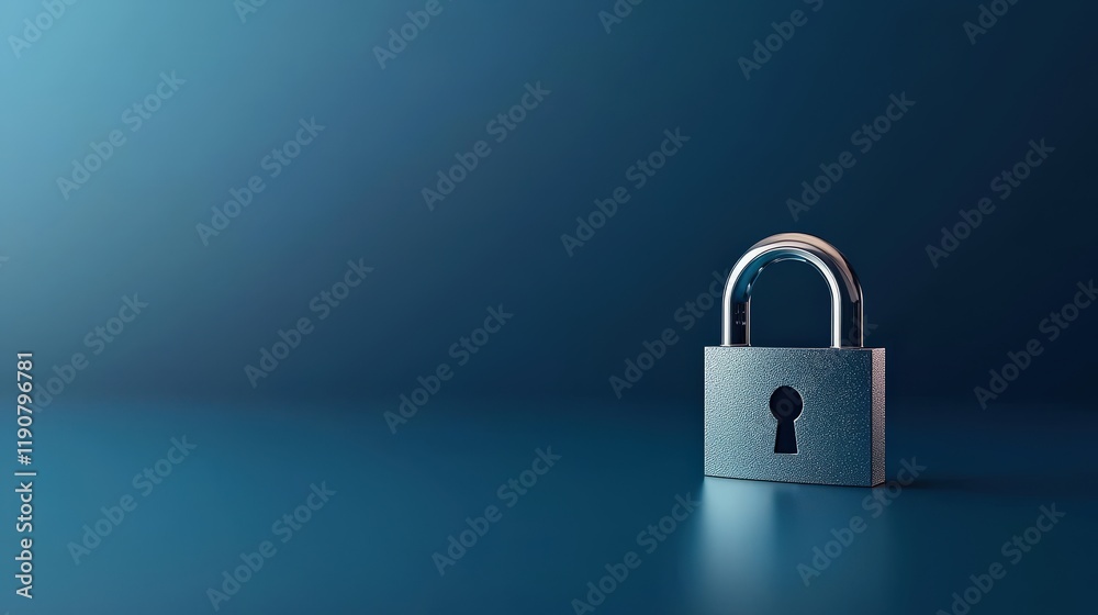 Secure Padlock on a Blue Surface with Soft Light Secure Padlock on a Blue Surface with Soft Light
