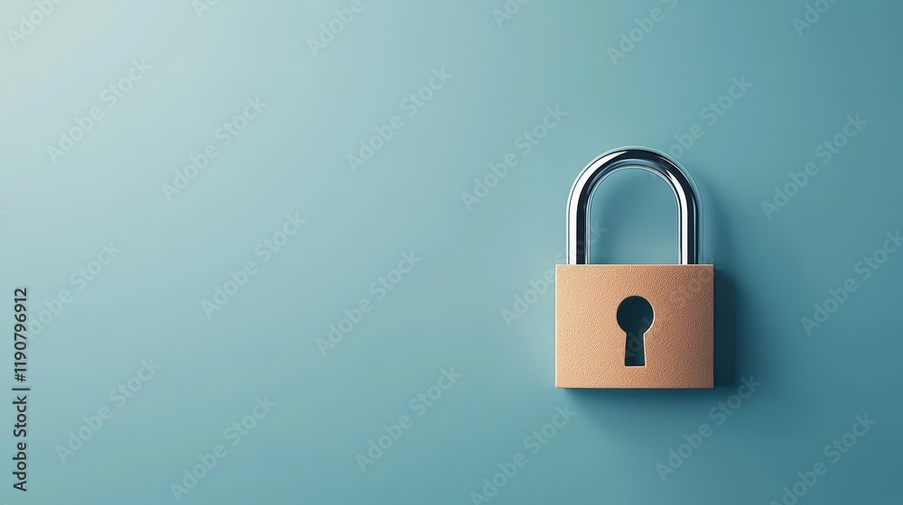 Modern Padlock on a Soft Blue Background Modern Padlock on a Soft Blue Background