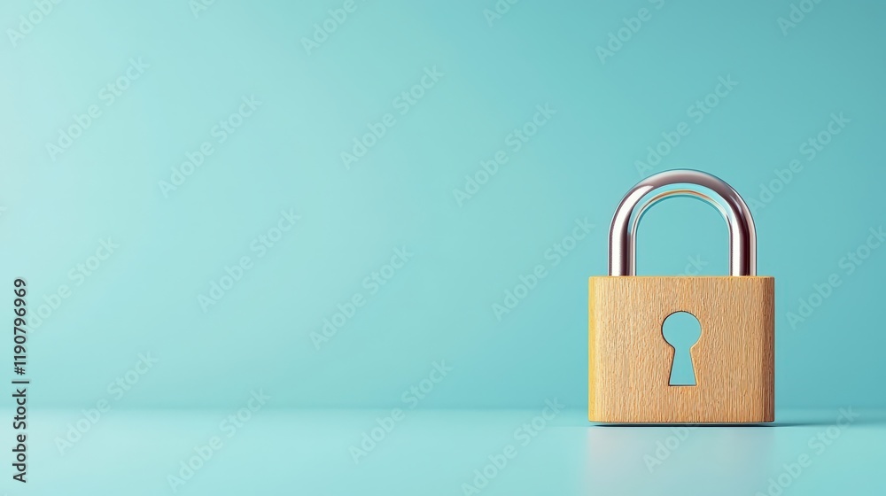 Secure Padlock on Turquoise Background Secure Padlock on Turquoise Background