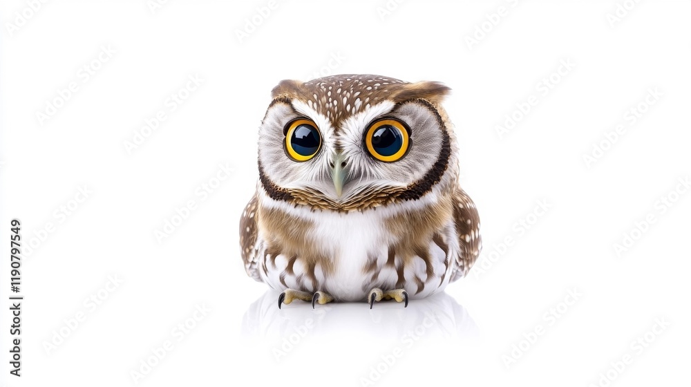Naklejka premium Close-Up of a Bright-Eyed Owl Isolated on White Background. Generative AI