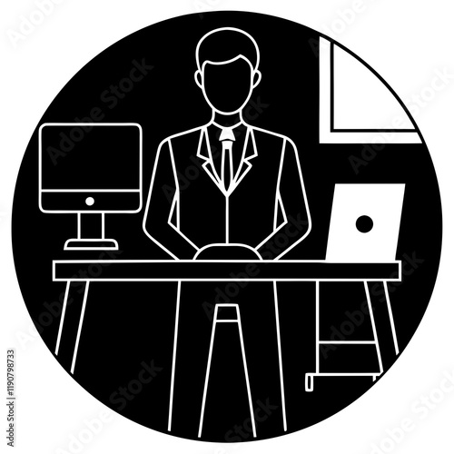 Modern Male Virtual Assistant Working Remotely in a Modern Workspace  