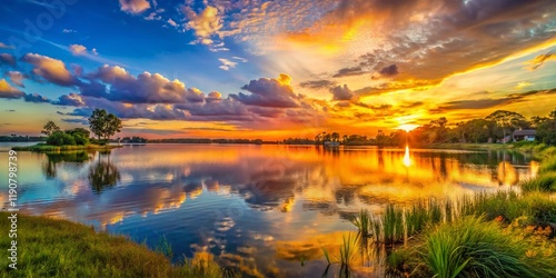 Stunning Summer Sunset over Lake Placid, Florida - High-Resolution Stock Photo