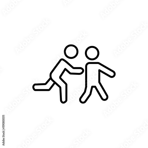 Man pushing another person icon vector outline logo sign