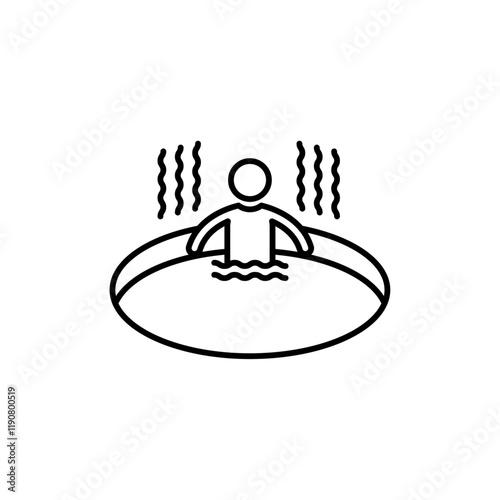 Man relaxing in jacuzzi icon vector outline logo sign