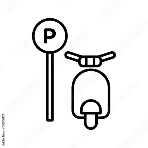 motorbike parking icon vector outline logo sign