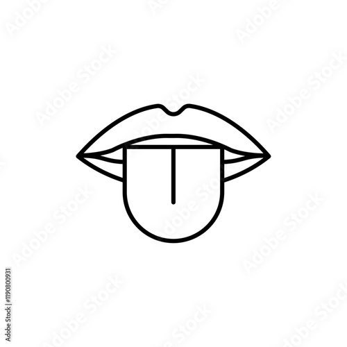 Mouth sticking tongue out icon vector outline logo sign