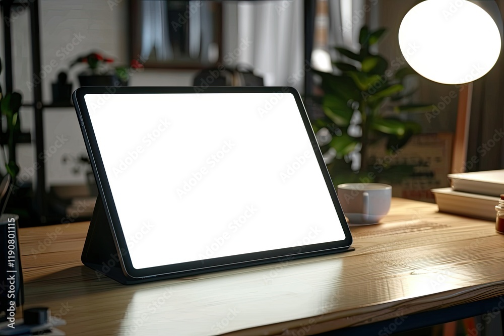 Premium Quality Visual of Cropped Shot of Worktable with Mock Up Laptop