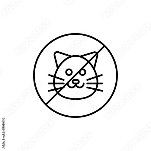 No cats allowed icon vector outline logo sign