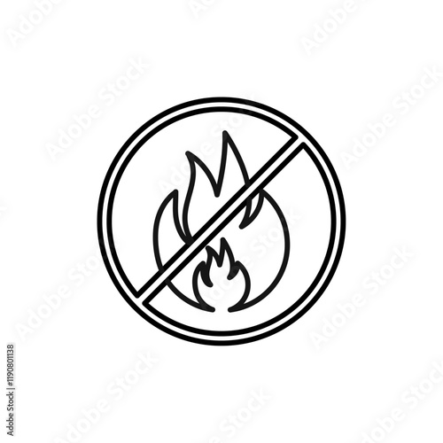 No fire icon vector outline logo sign