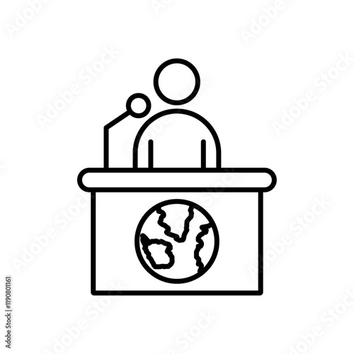 News presenter on TV Show icon vector outline logo sign