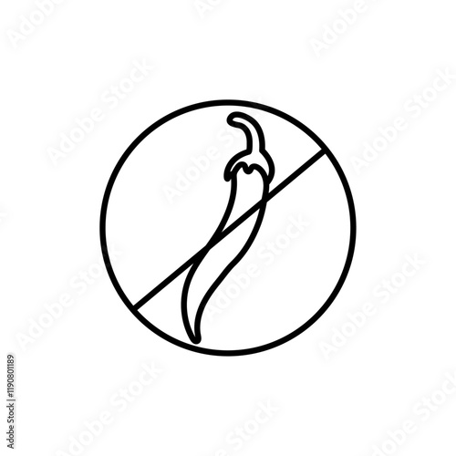 No spicy hot chilli icon vector outline logo sign