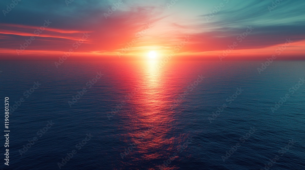 Fototapeta premium Vibrant sunset over calm ocean.