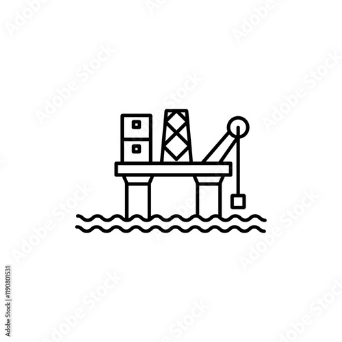 Oil platform icon vector outline logo sign
