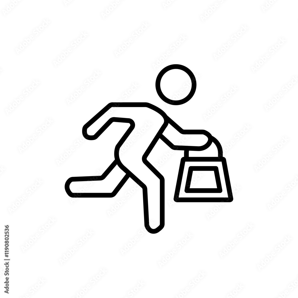 Purse snatcher icon vector outline logo sign Purse snatcher icon vector outline logo sign