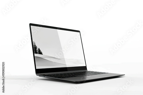 Premium Quality Image of Laptop with Blank Screen Isolated on White Background