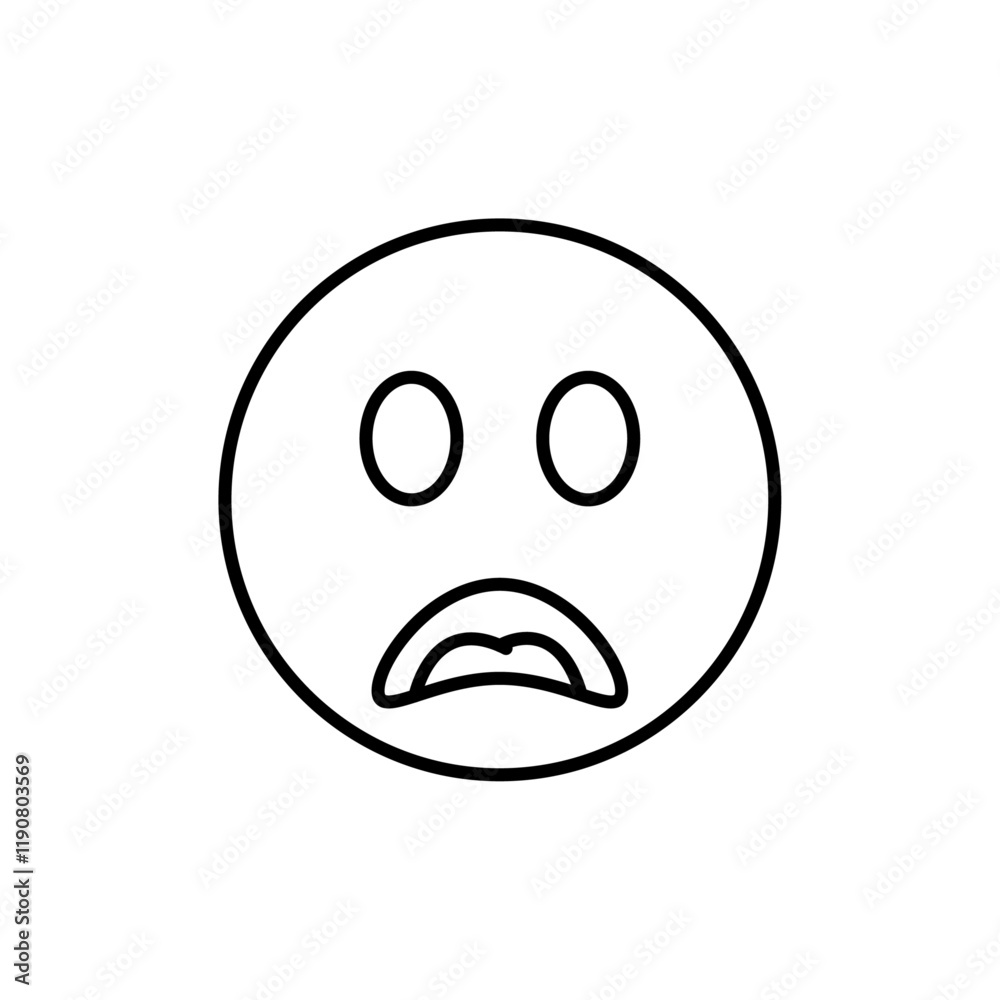 Shocked face icon vector outline logo sign Shocked face icon vector outline logo sign