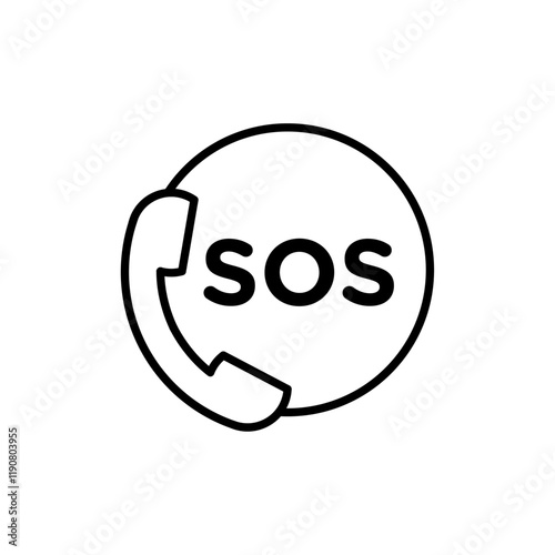 SOS Emergency icon vector outline logo sign