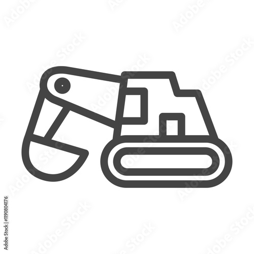 線画乗り物関連の単品アイコン　ショベルカー