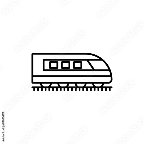 Subway high speed train icon vector outline logo sign