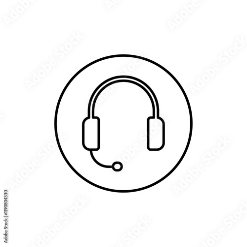 Support headset icon vector outline logo sign