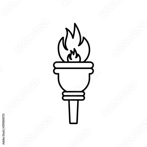 Torch flame icon vector outline logo sign