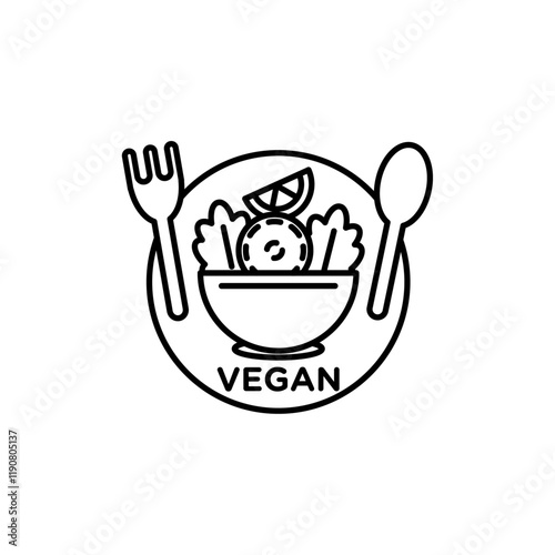 Vegetarian food diet icon vector outline logo sign