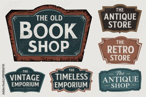Vintage Retro Antique Book Shop Signs Collection